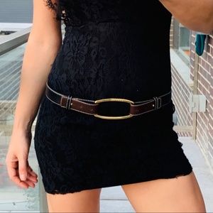 TOSCA BLU 18k Gold Big Buckle Genuine Leather Stud